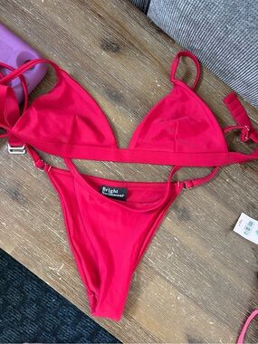 Bright Swimwear red Triangle Bikini Set